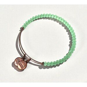 Alex And Ani Green Faceted Bead Charm Bangle Copper Finish Expandable